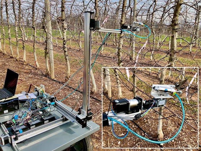 The end effector prototype was tested at Penn State's Fruit Research and Extension Center in Biglerville