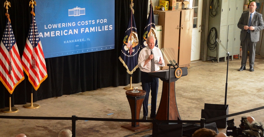 President Biden speaks to farmers in Kankakee, IL