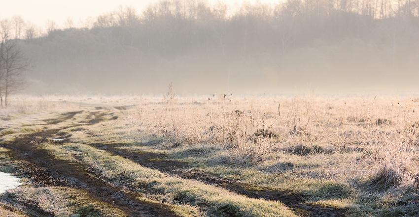 countryside landscape on a frosty morning