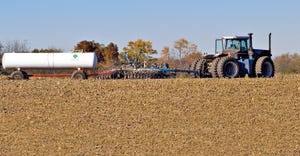 anhydrous ammonia white tank in field