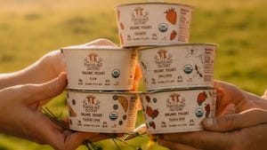 A close-up of hands holding single serve yogurt containers