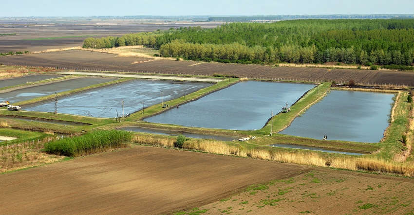 aerial view of aquaculture ponds