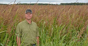 Pete Imle standing in wild rice field
