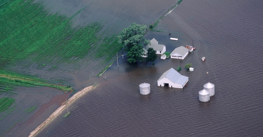 flooded farm and crop field flooded farm and crop field