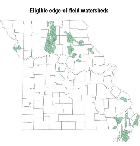 map of Missouri watershed areas