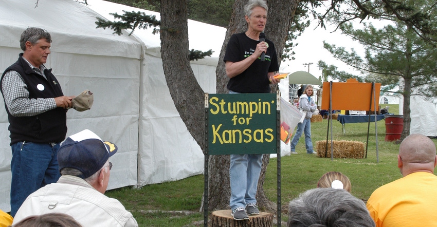 Marci Penner, shown here during a Kansas Sampler Festival event, decided to continue the tradition of “The Stump” for the
