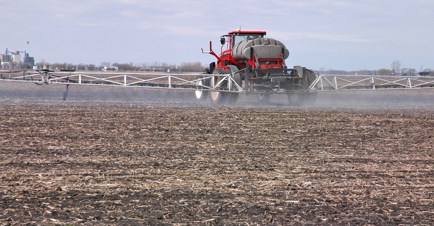 A pre-emergent herbicide is applied to a field