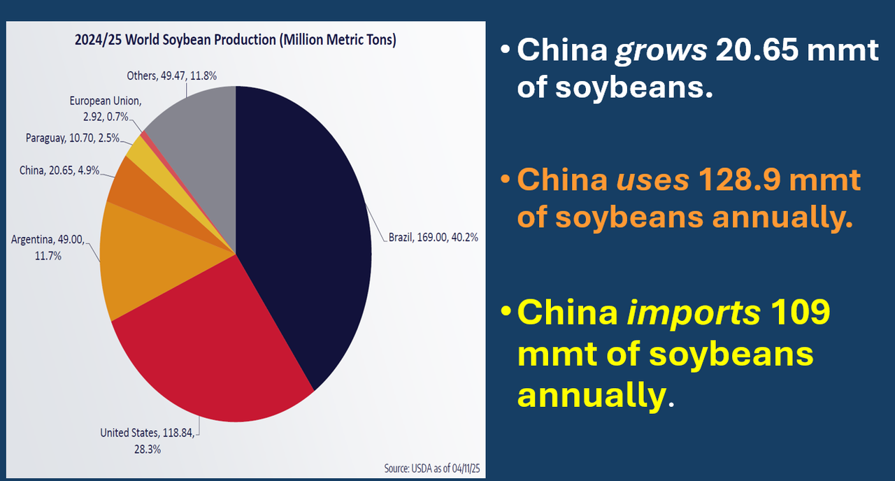 World soybean production and China needs