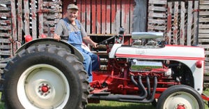 Donnie Thomas of Hartford, Wis. on his Ford 8N tractor he rebuilt