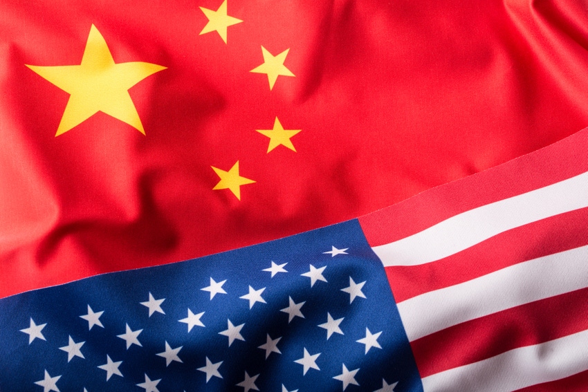US and China flag mashup US and China flag mashup