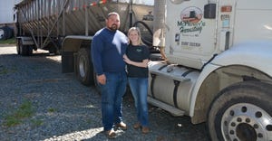 Jenell and Joe McHenry of Kennedyville, Md., standing in front of truck