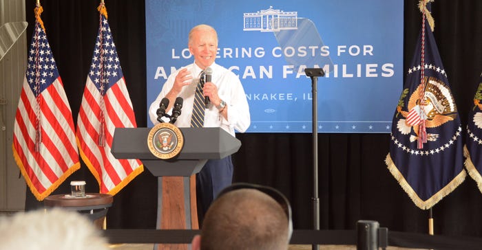 President Joe Biden speaks at an Illinois farm