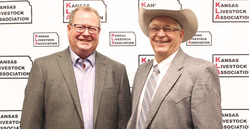 Jerry Kuckelman, left, a cattle feeder from Manhattan was chosen President-elect by the Kansas Livestock Association membersh