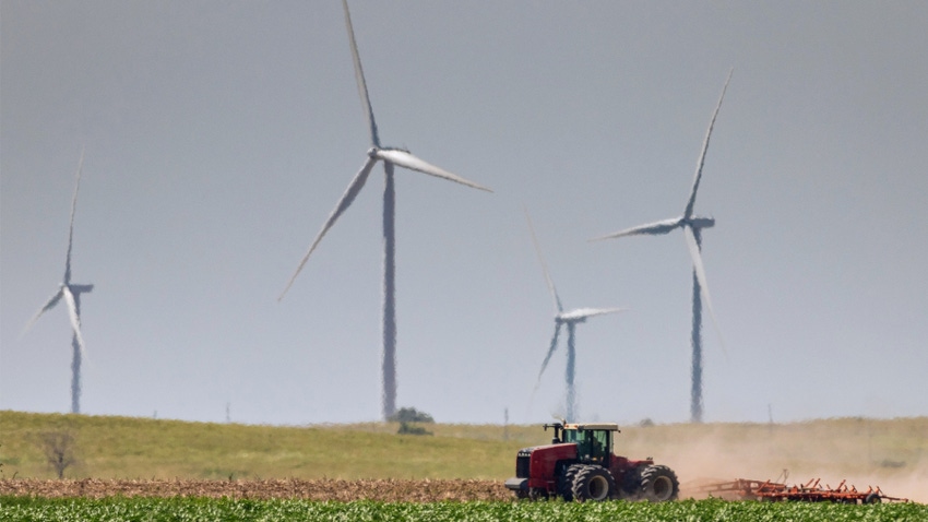 Tractor and wind turbines