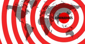 World map targeted with Coronavirus