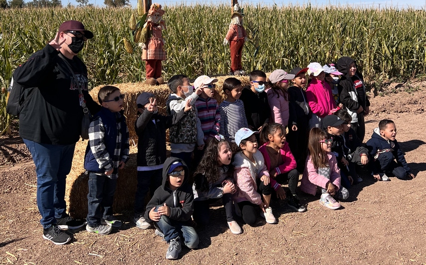 Kids at corn maze