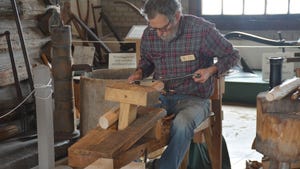 Martin Meiss using a wood shaving tool