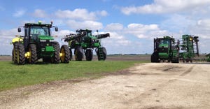 three types of tractors in field