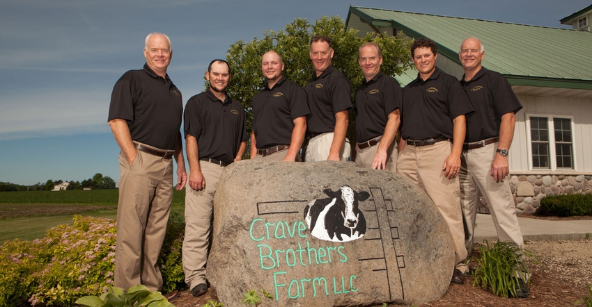 Charlie Crave, far right, with his three brothers, two sons and nephew