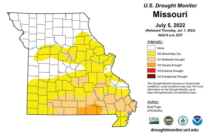 Missouri drought monitor map
