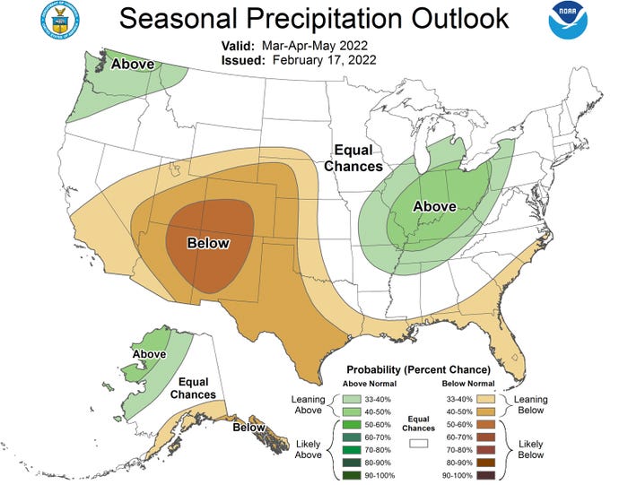 Seasonal precipitation outlook map