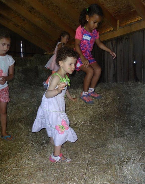 farm kids have taken playing in the hay 