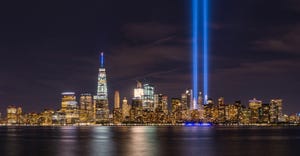 view of 9/11 tribute in light memorial from New Jersey