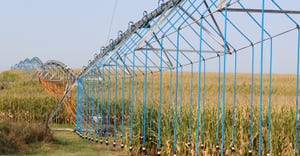 Pivot irrigation system in field