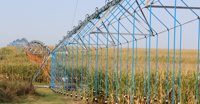 Pivot irrigation system in field Pivot irrigation system in field