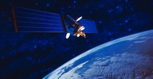 telecommunications satellite in space