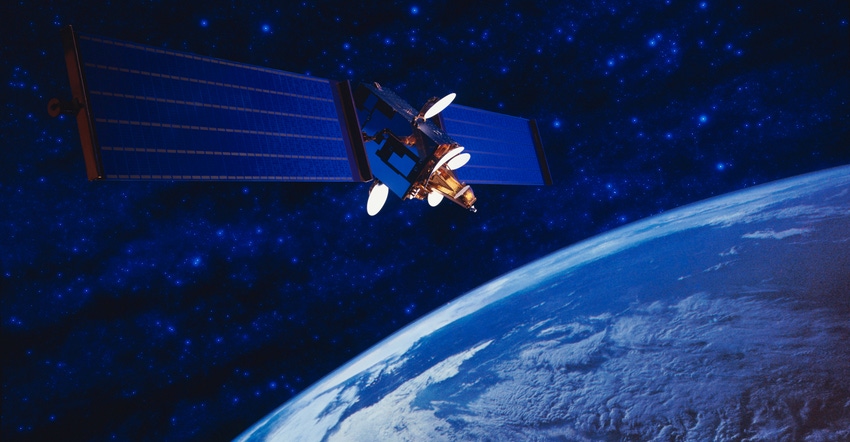 telecommunications satellite in space