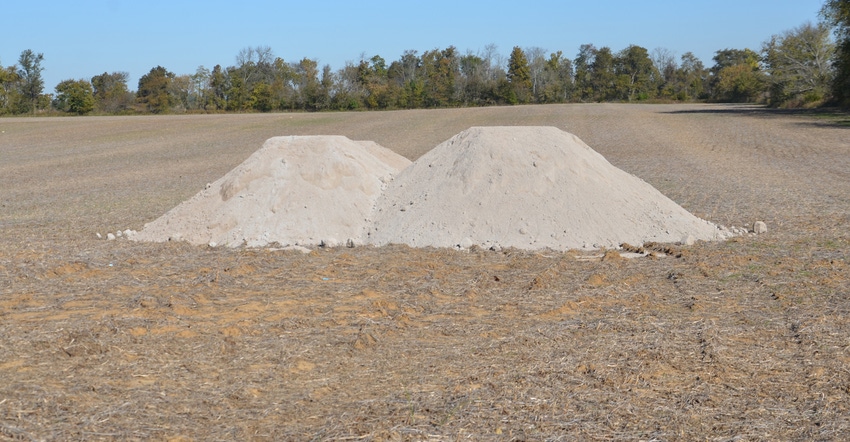 pile of lime in field