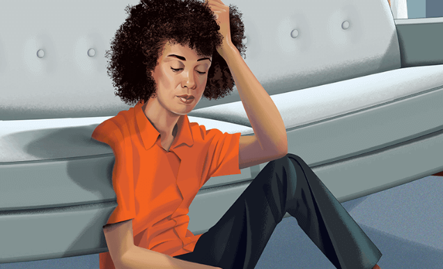 Illustration of a person sinking into a couch