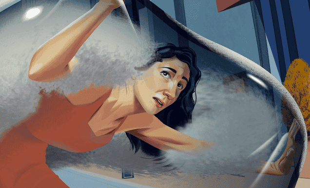 Illustration of a woman trapped in a bubble