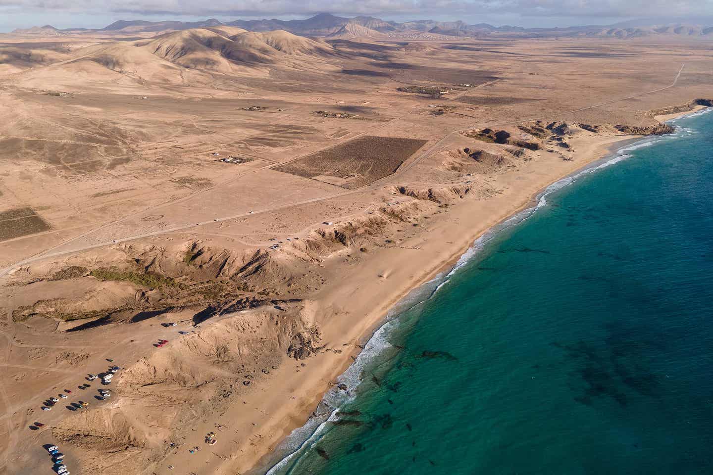 Fuerteventura El Cotillo brauner Strand Luftaufnahme