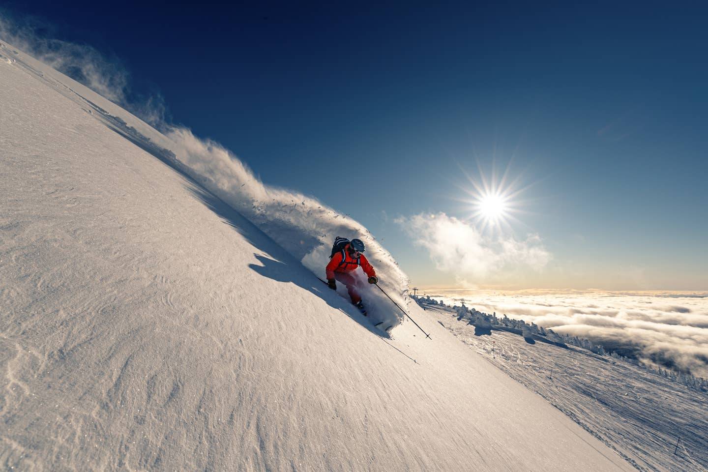 Skifahrer im Skiurlaub in Kanada