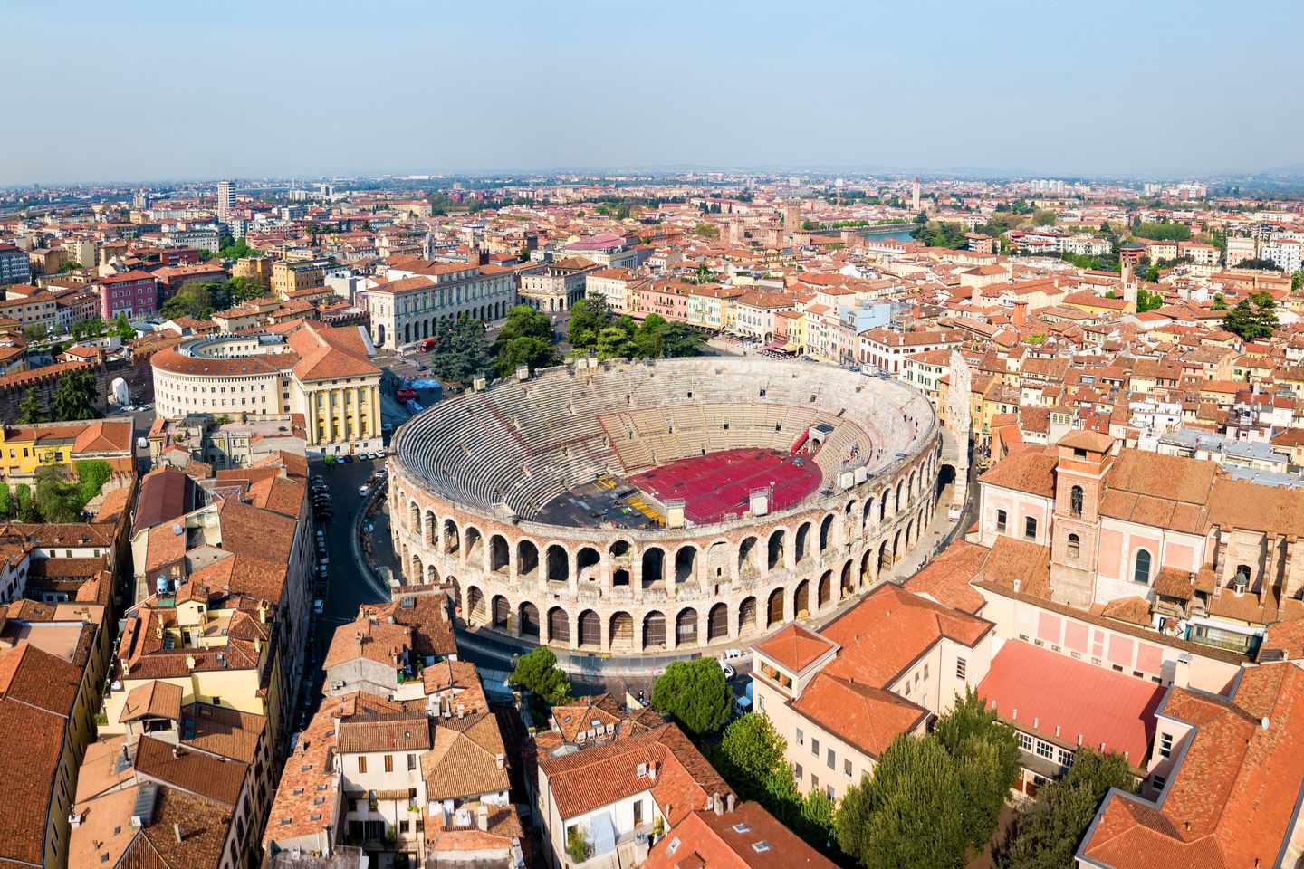 Verona Städtereise. Panoramaaufnahme vom Amphitheater in Verona - Italien