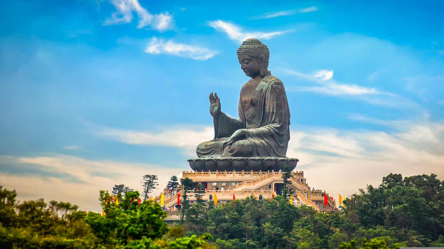 Hongkongs Tempel: eine Buddha-Statue in Hongkong