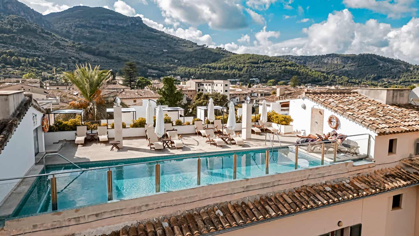 Boutique-Hotel auf Mallorca: die Dachterrasse des Gran Hotel Soller