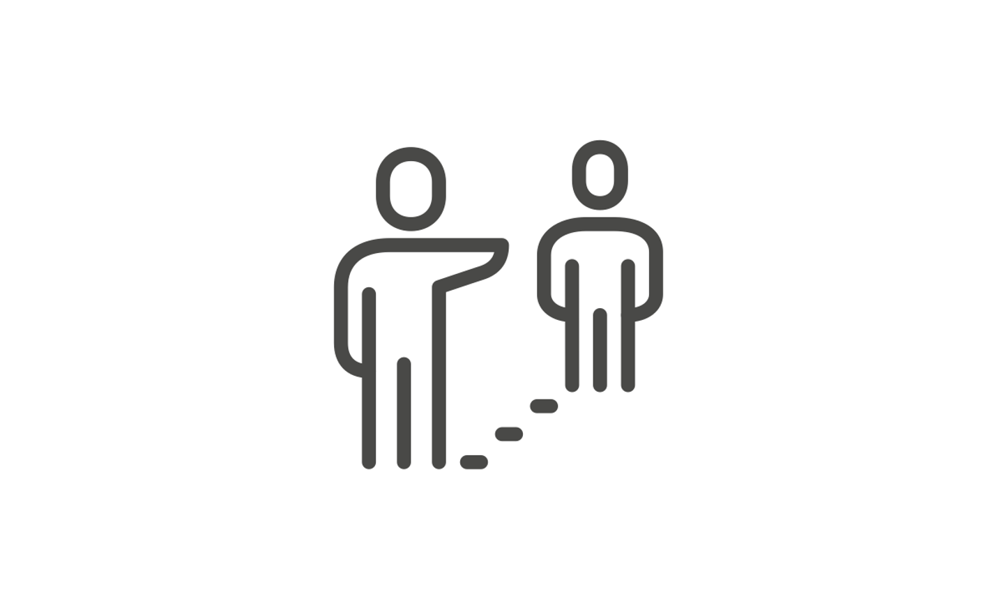 Icon von zwei Abstand haltenden Personen