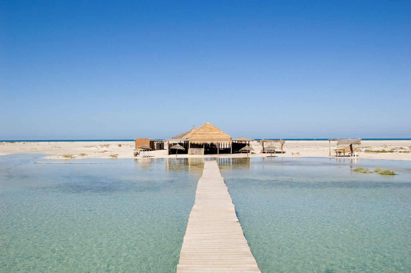 Hütte an einem Strand von Djerba