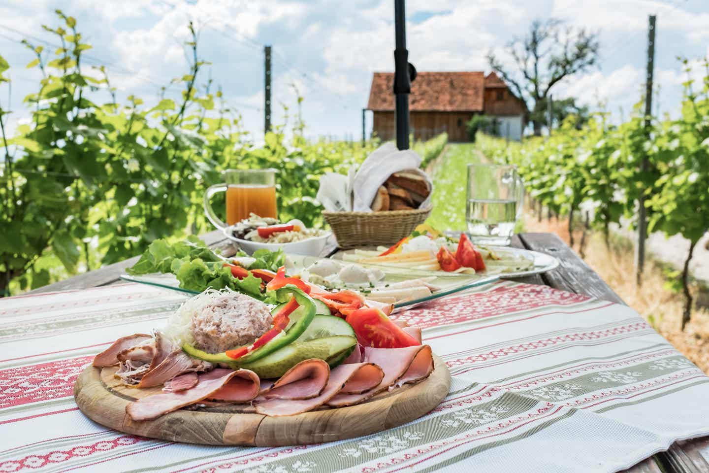 Steiermark Urlaub mit DERTOUR. Brettjause auf Weinberg in Steiermark