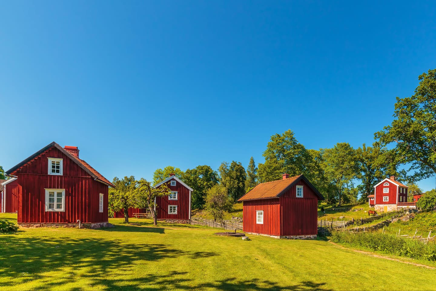 Rote Häuser in Schweden