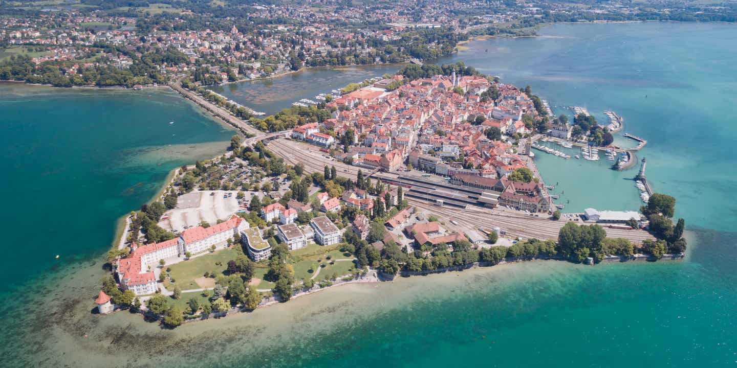 Luftaufnahme von der Insel Lindau