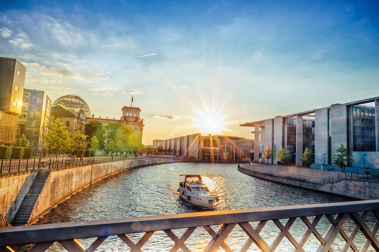 Die Spree in Berlin im Sonnenuntergang