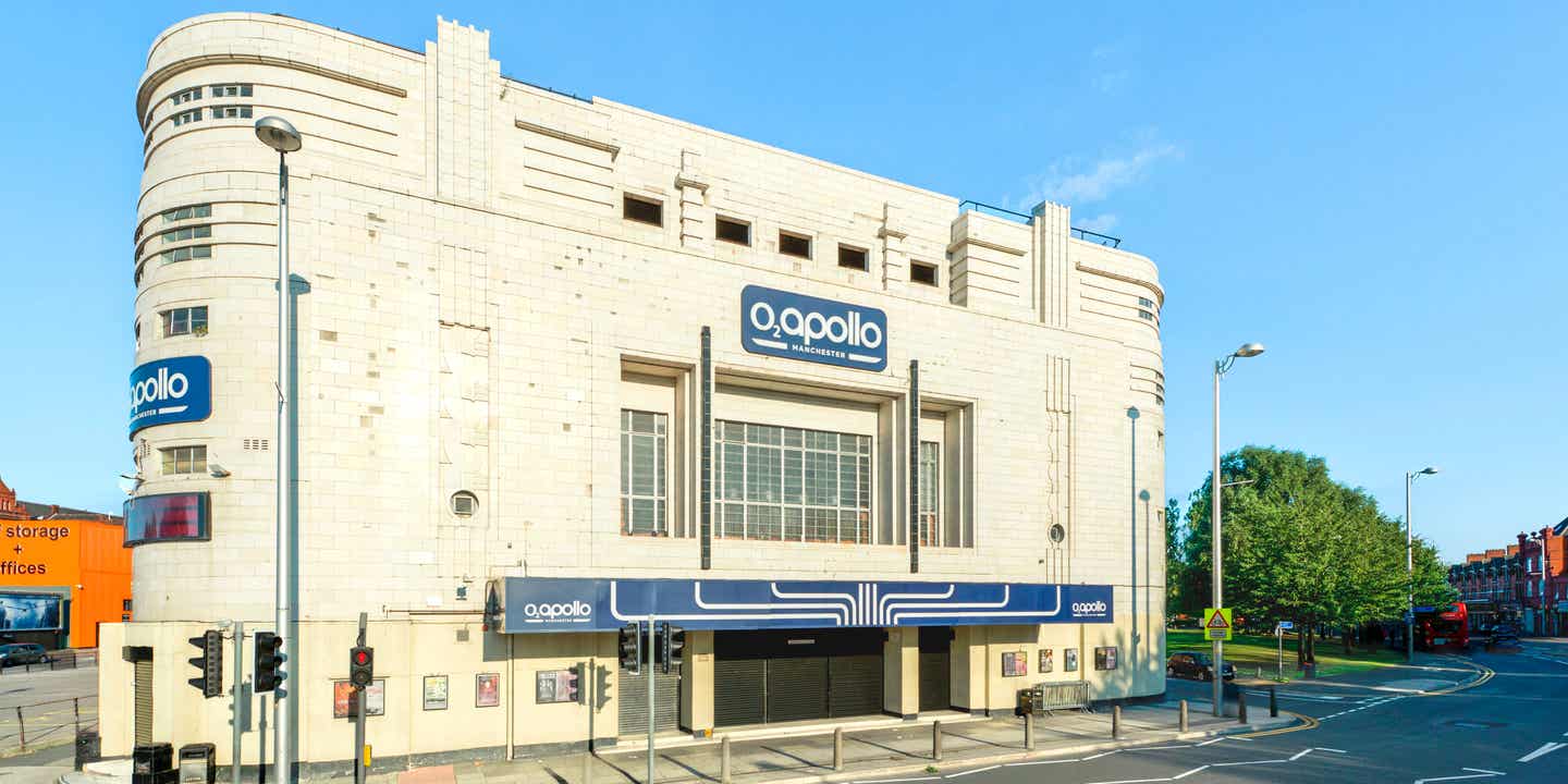 Blick auf das ehemalige Theater „The Apollo" in Manchester, heute Konzerthaus