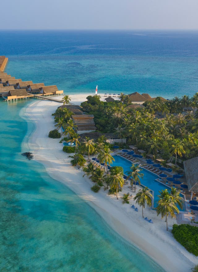 Angebote Malediven Malediven Raa Atoll Faarufushi Wasserbungalows von oben