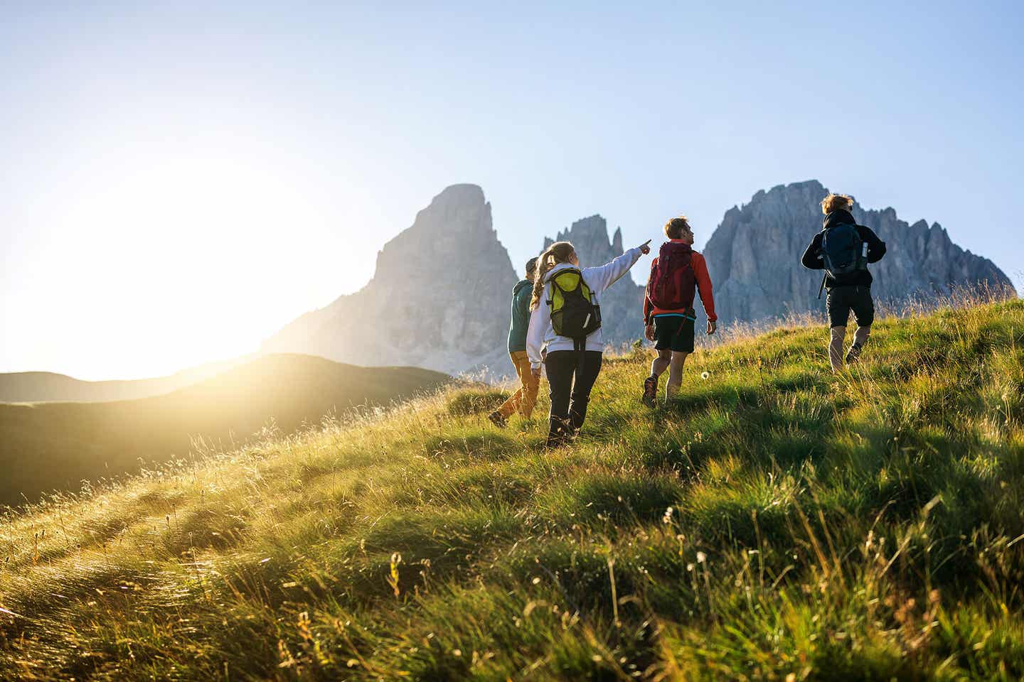 Wandern in der Gruppe in den Bergen