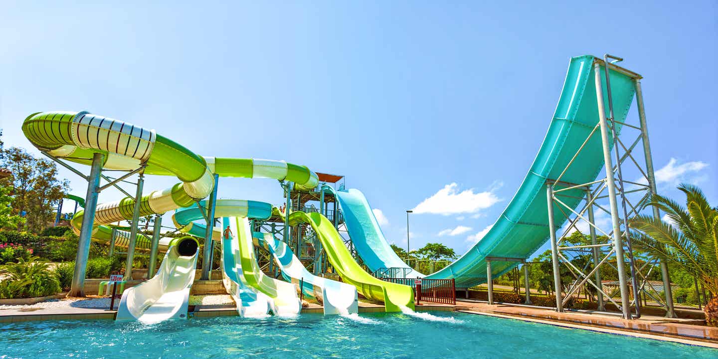 Große Wasserrutschen im Club Grand Aqua in Colakli, Side – eines der besten Familienhotels der Türkei