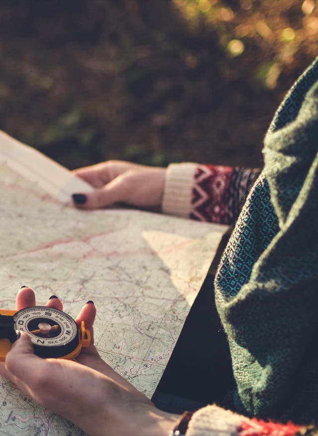 Wander-ABC Kompass und Karte zum Wandern